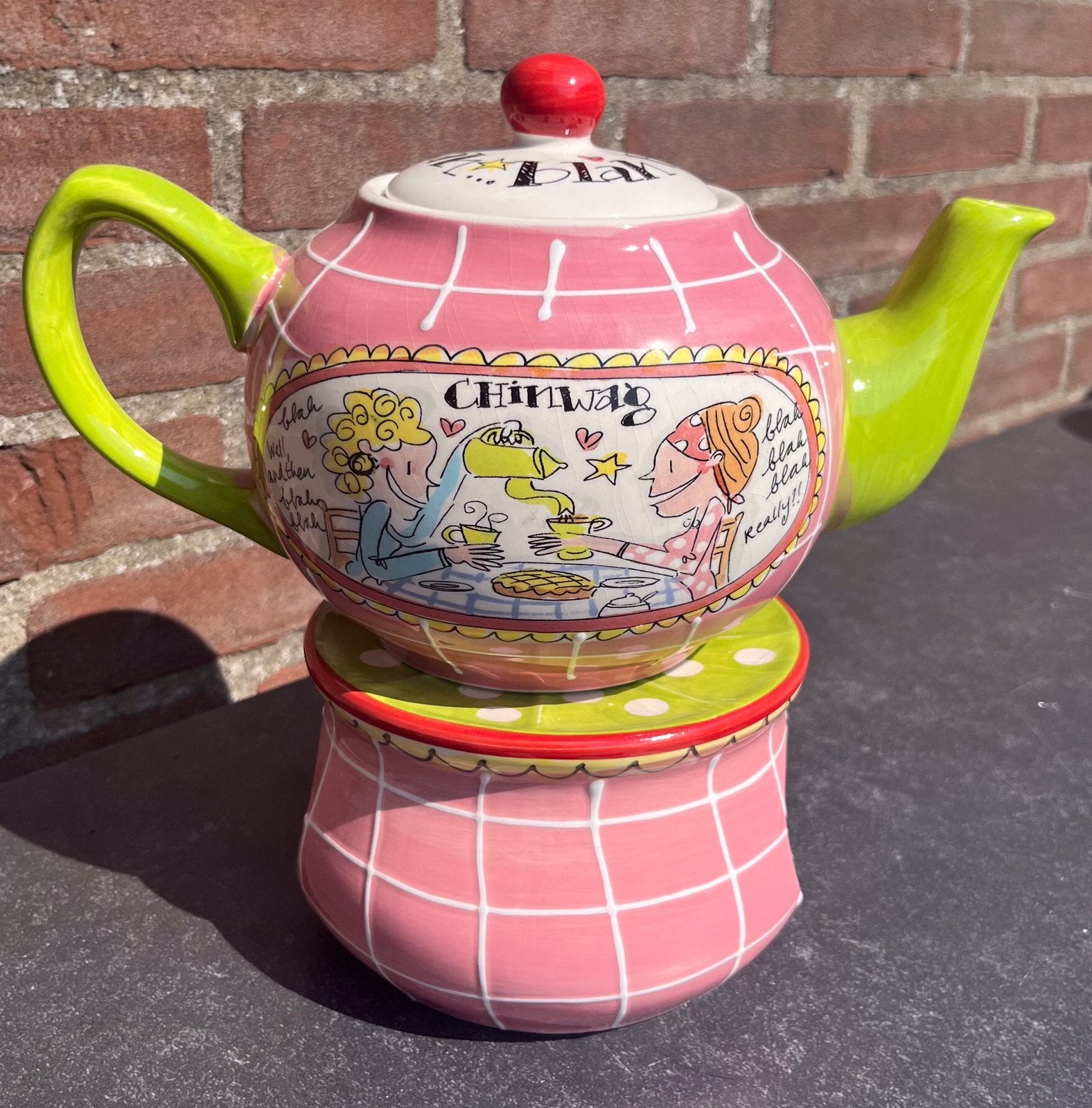 Blond theepot met theelichtje, Ophalen, Zo goed als nieuw, Aardewerk, Overige typen