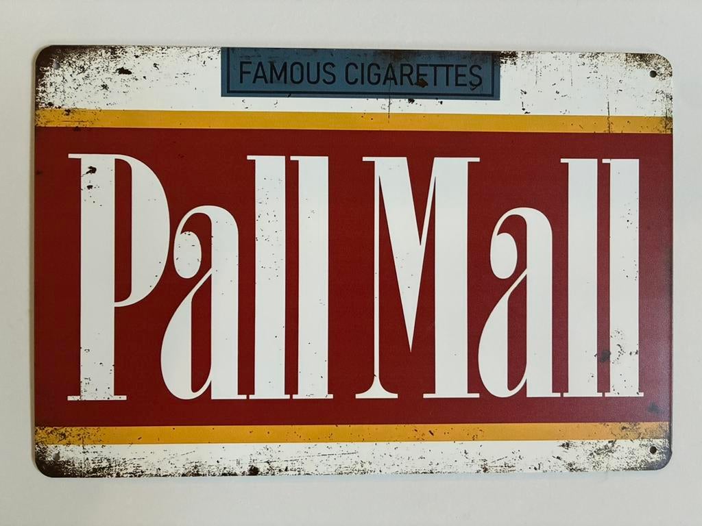 pall mall Metalen wandbord 20 x 30 cm - Mancave - Vintage, Ophalen, Reclamebord, Elspeet, John