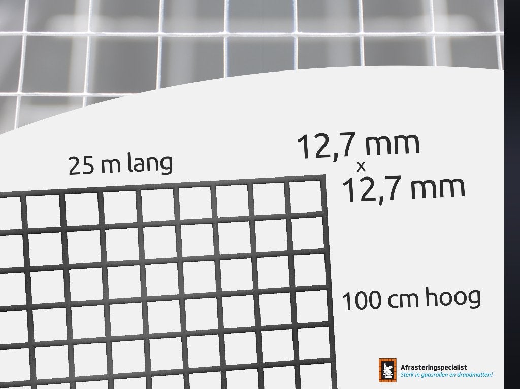 Volièregaas zwart 13x13mm | 1.1mm | 100/150/200cm | 25m