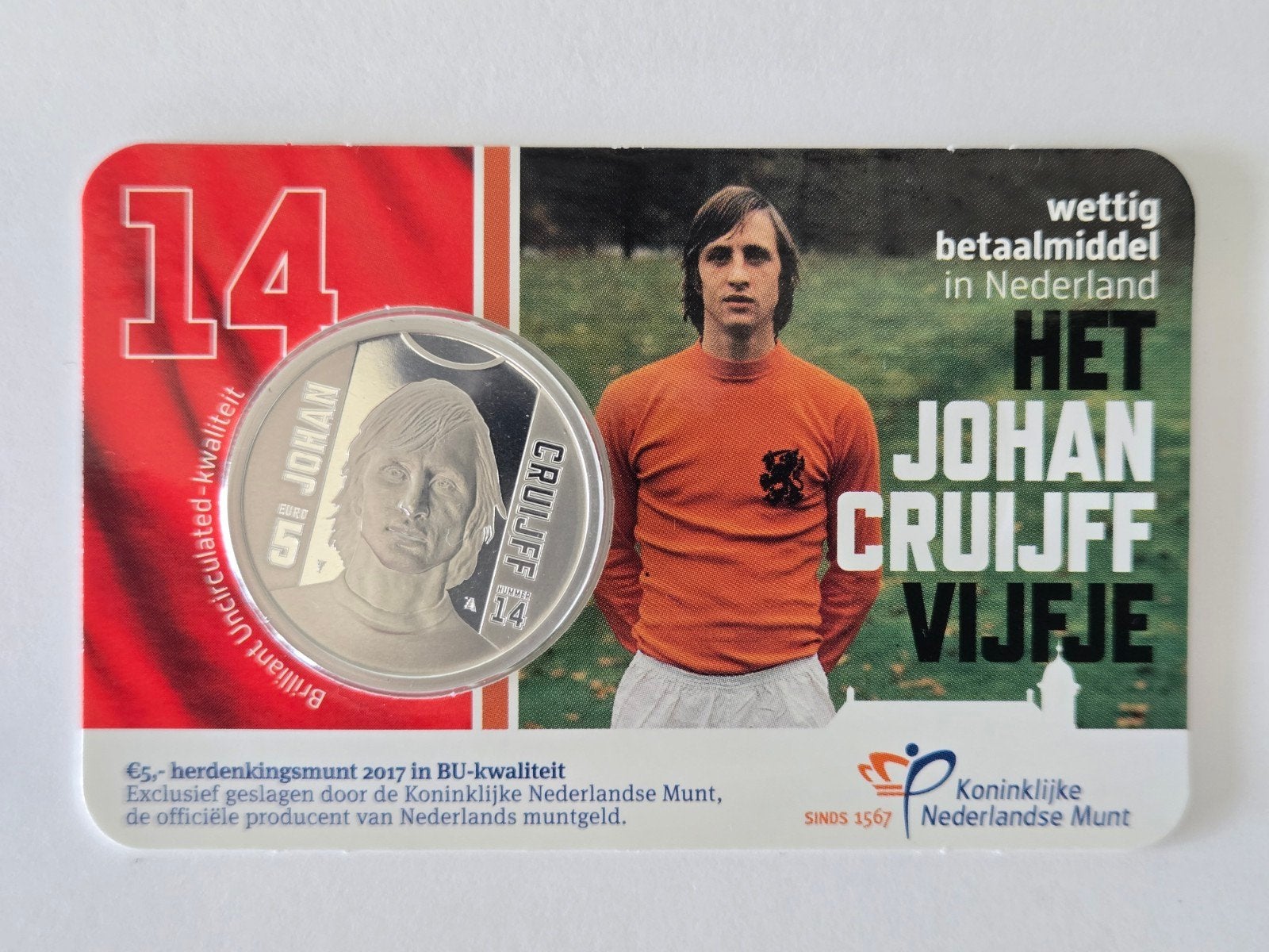 Het Officiële Johan Cruijff Vijfje 2017 in BU Kwaliteit Munt, Ophalen of Verzenden