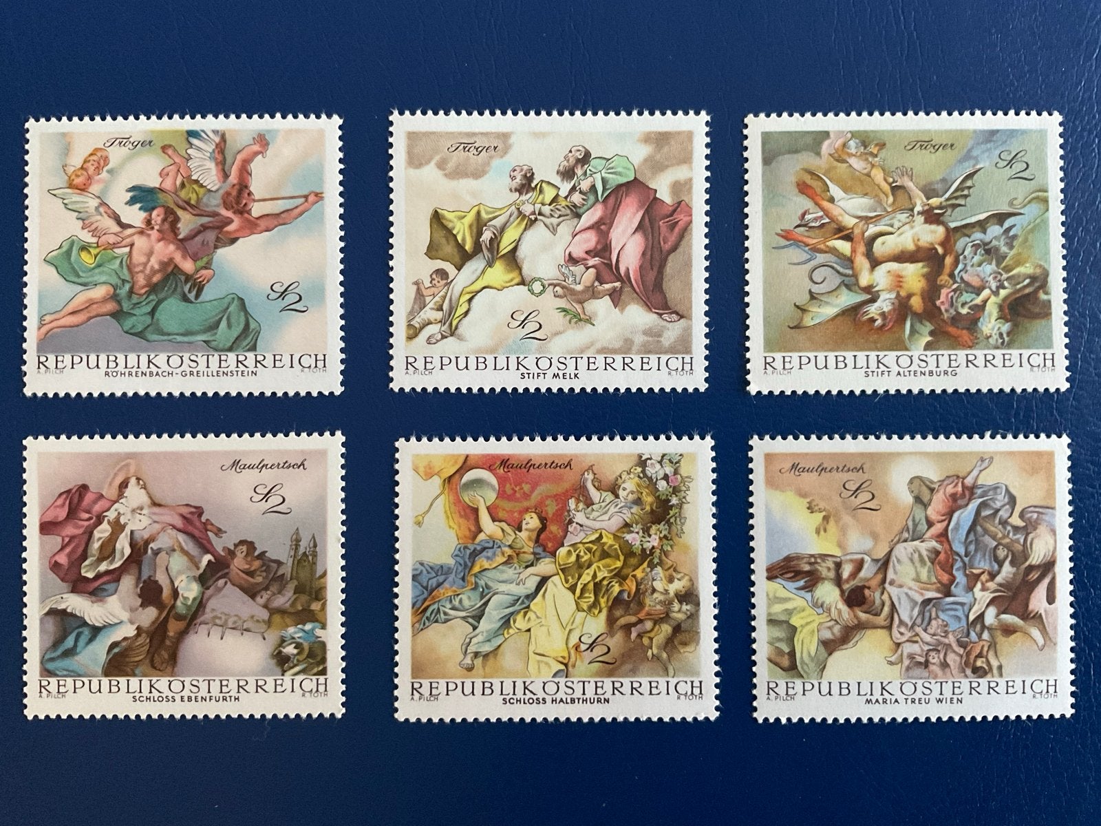 Oostenrijk 1968 "Barokke Fresken" complete set (6 zegels), Verzenden, Overige landen, Postfris