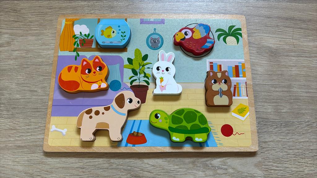 Houten legpuzzel met dieren, Kinderen en Baby's, Speelgoed | Kinderpuzzels, Ophalen of Verzenden, Zo goed als nieuw, Van hout