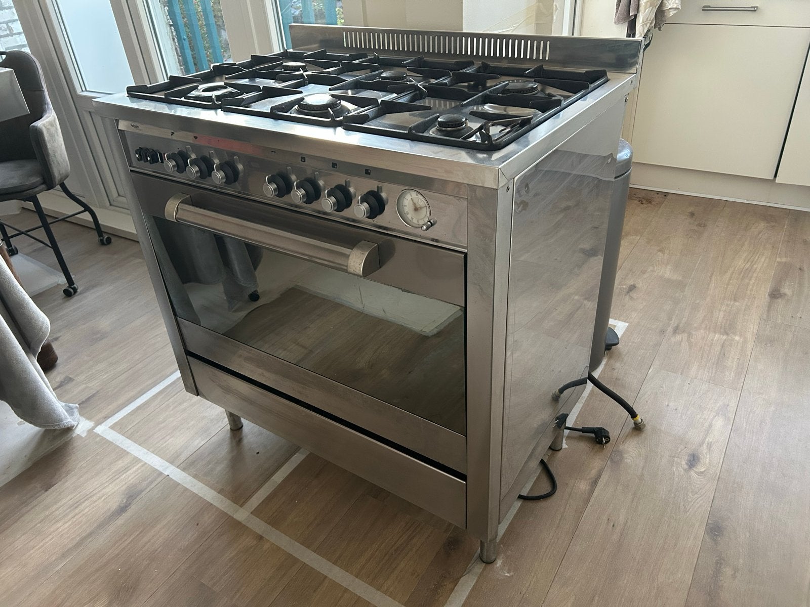 Vrijstaand Gasfornuis met Oven, Ophalen, Gebruikt, 60 cm of meer, Gas