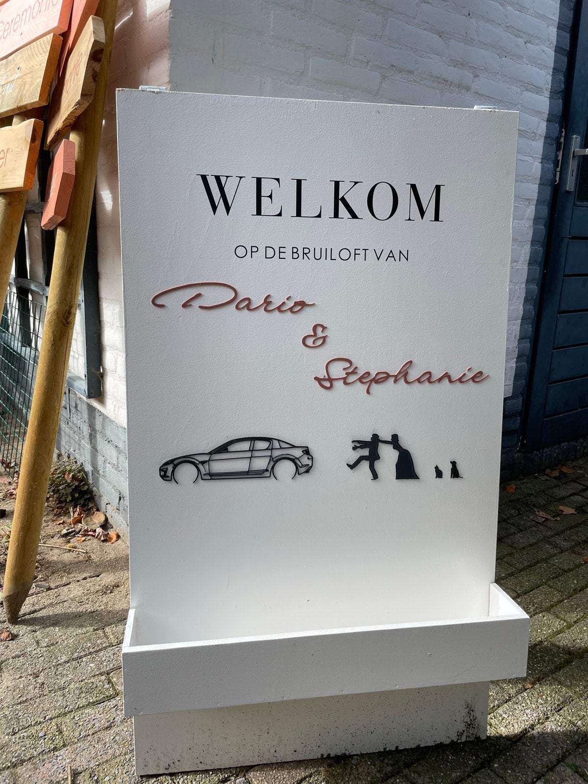Welkomstbord voor bruiloft - Personaliseerbaar, Ophalen, Hout, Zo goed als nieuw, Knutselwerk