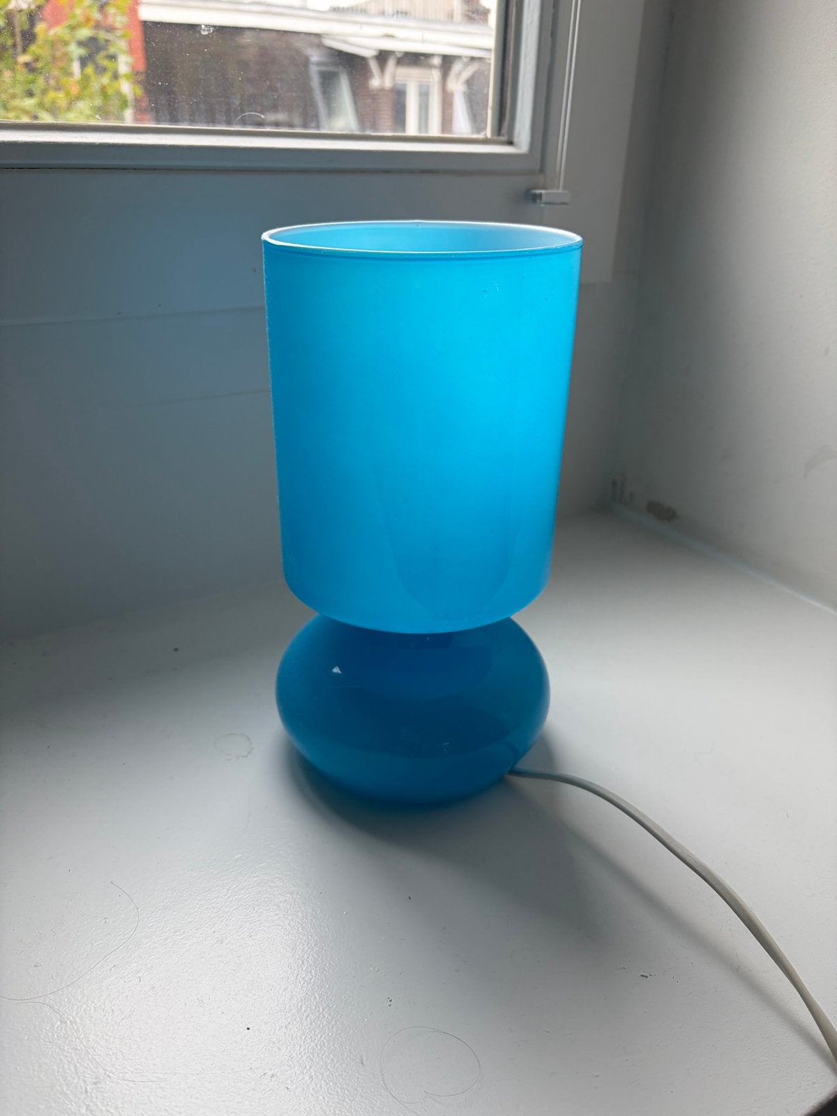 Vintage IKEA blue table lamp, Gebruikt, Glas, IKEA, Met stekker