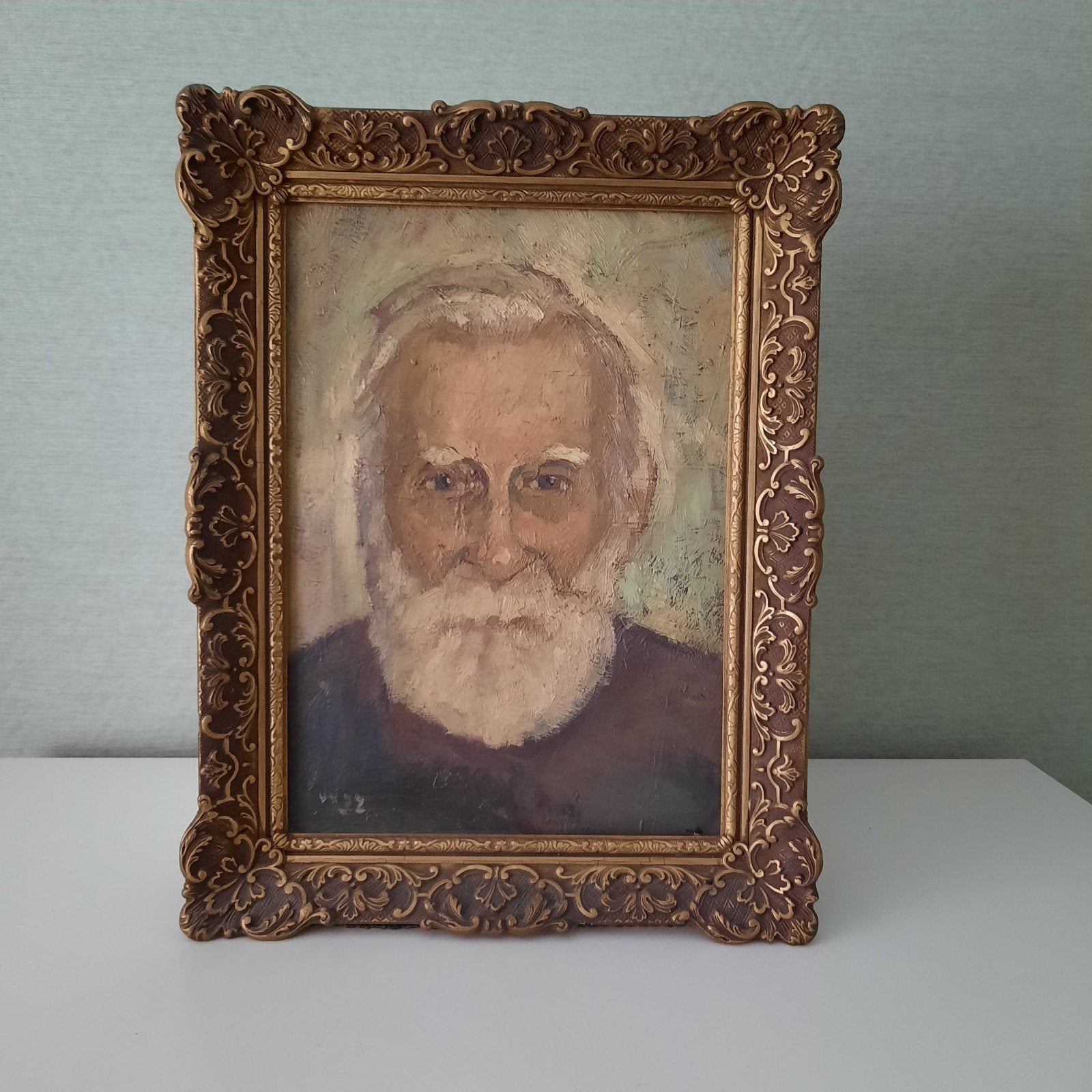 Klassiek olieverf schilderij oude man met baard (1932), Ophalen of Verzenden, Klassiek, Gesigneerd, Doek