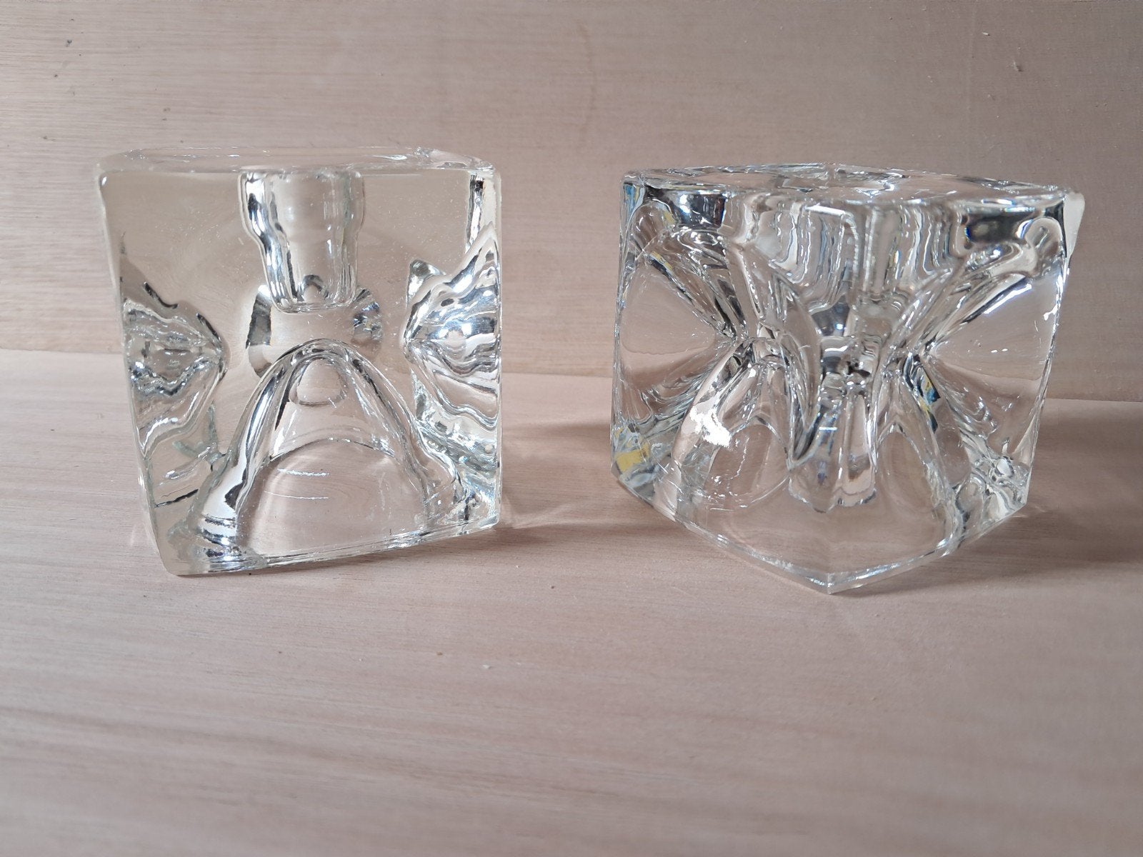 Glazen kandelaars Rudolf Jurnikl voor Rudolfova Hut jaren 60, Antiek en Kunst, Ophalen of Verzenden, Glas