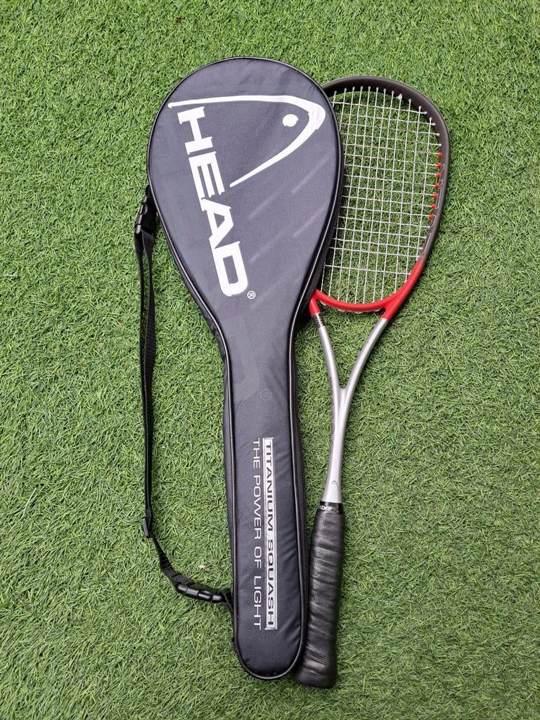 Head Ti140G Titanium Squashracket rood-grijs, Sport en Fitness, Squash, Ophalen of Verzenden, Gebruikt, Racket, Met hoes