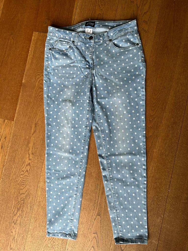 Amy Vermont blauwe jeans met stippen maat 40, Ophalen of Verzenden, Zo goed als nieuw, Blauw, W30 - W32 (confectie 38/40)