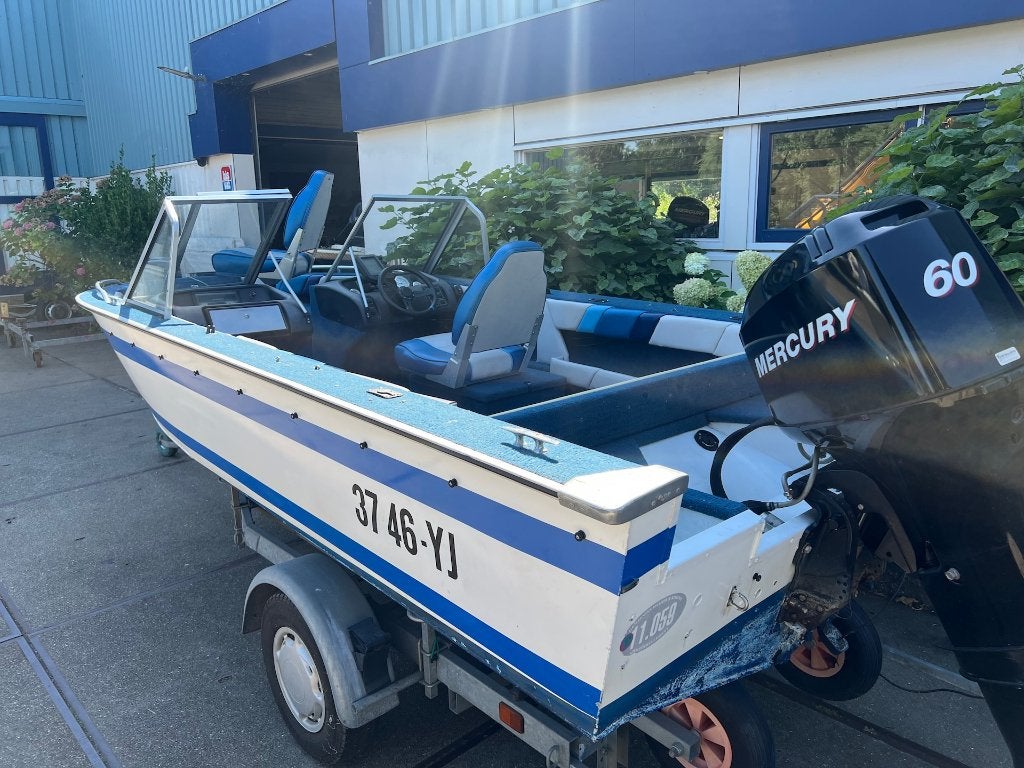 Aluminum Visboot + Mercury F60 + PEGA Trailer, Watersport en Boten, Gebruikt, -, -, Ophalen of Verzenden