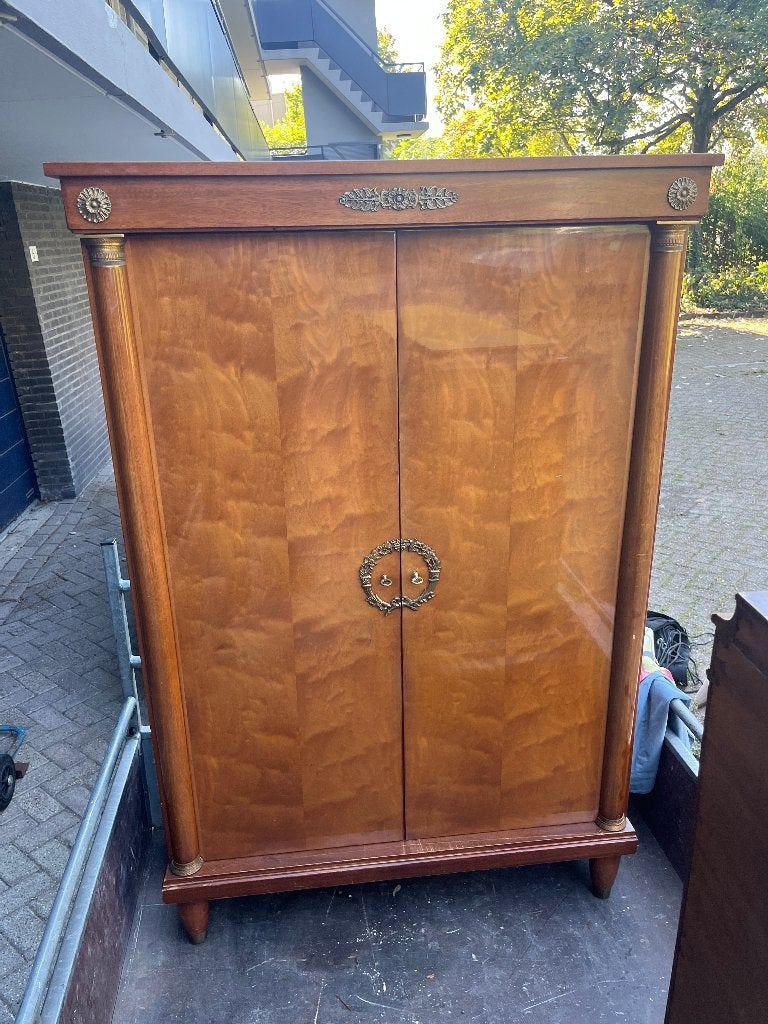 mooie antieke mahonie houten kast meidenkast linnenkast, Ophalen