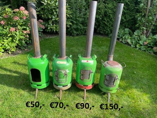 Terrasverwarmers tuinkachels houtkachels gasfleskachel hout, Tuin en Terras, Tuinhaarden, Ophalen, Nieuw