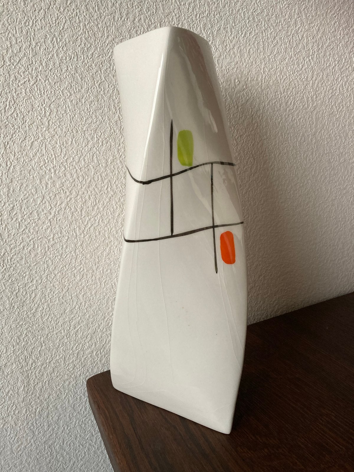 Wazon Zofia Dutkowska Palowa 1957, 37,5 cm, Wit, Vaas, Ophalen of Verzenden, Handgemaakt