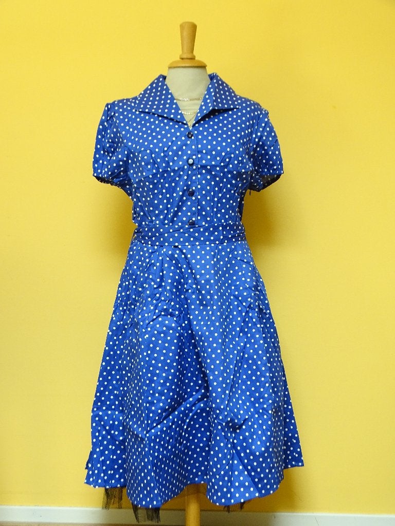 Hearts & Roses jurk stippen blauw maat 6XL, Kleding | Dames, Jurken, Blauw, Maat 46/48 (XL) of groter, Nieuw, Ophalen of Verzenden
