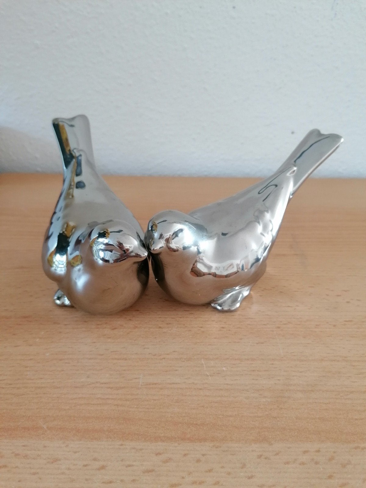 Zilveren vogels lovebirds kerst beeldjes zgan, Ophalen of Verzenden, Zo goed als nieuw