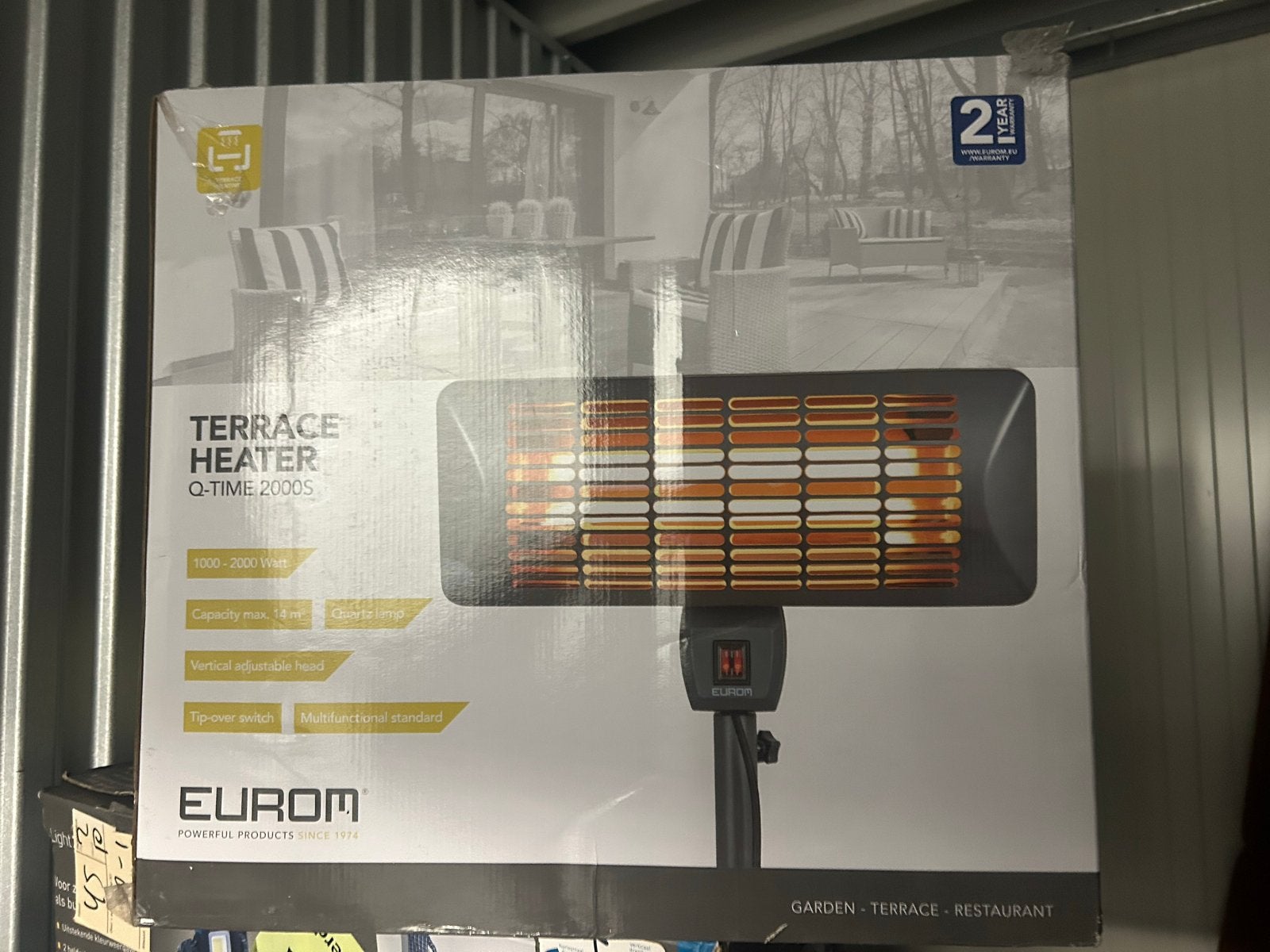 Eurom Q-Time 2000S Terrasheater - Elektrisch, 2000W, Draaibaar, Vloer, Zo goed als nieuw, Ophalen