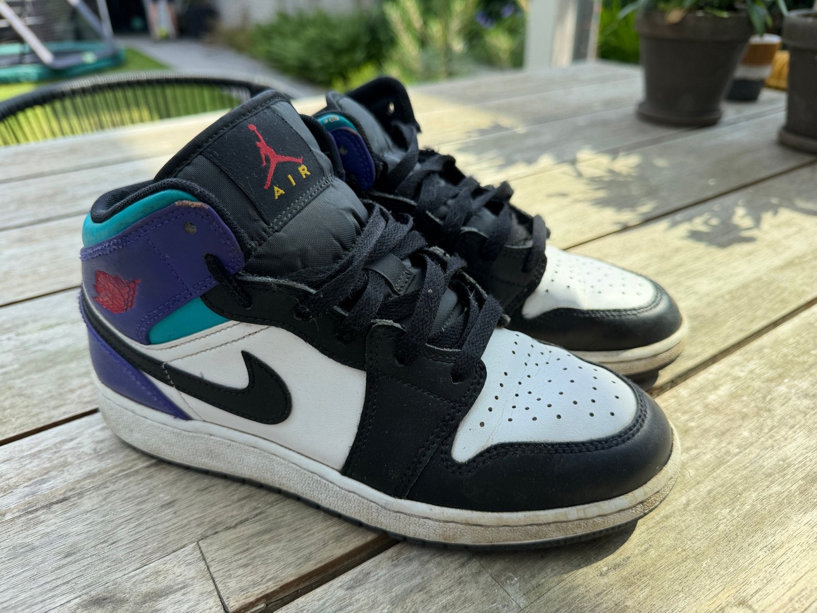 Nike Jordan 1 Mid SE 'Ice Blue' sneakers - Maat 37.5, Ophalen of Verzenden, Gebruikt, Jongen of Meisje, Sportschoenen