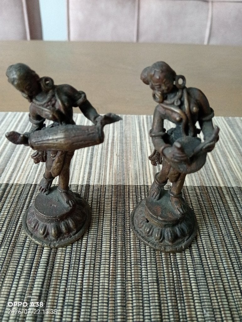 2 bronzen beeldje uit India, Antiek en Kunst, Bruin, India, Ophalen of Verzenden, Brons