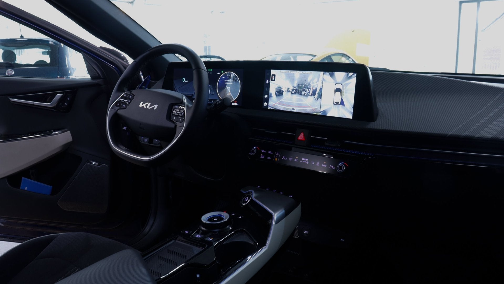 Kia EV6 GT-Line 77.4 kWh soh100%/Techpack/360/Meridian/Trekh, Auto's, Automaat, Stof, Gebruikt, Zwart
