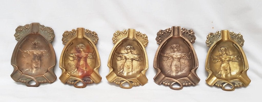 Art Nouveau asbakken - Vrouwenfiguur - 5 stuks., Verzamelen, Ophalen of Verzenden, Gebruikt, Asbak