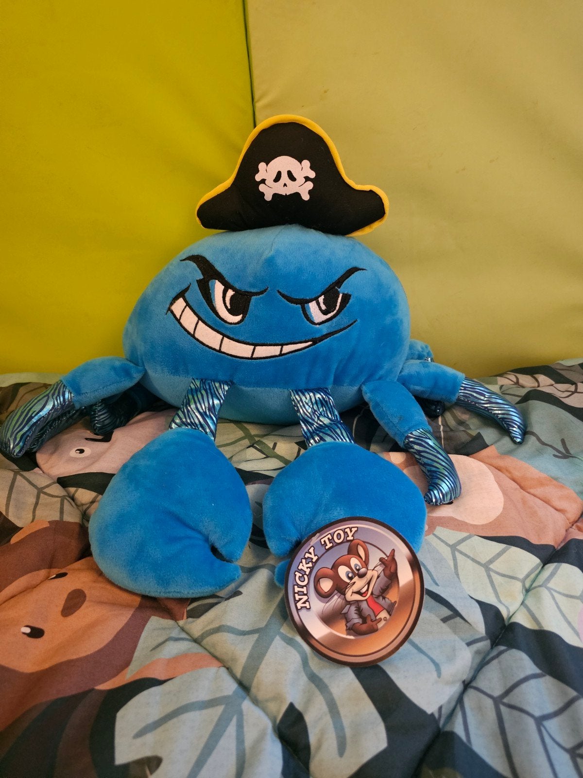 Nicky Toy Krab Knuffel met Piratenhoed - Blauw, Overige merken, Overige karakters, Overige typen, Blauw
