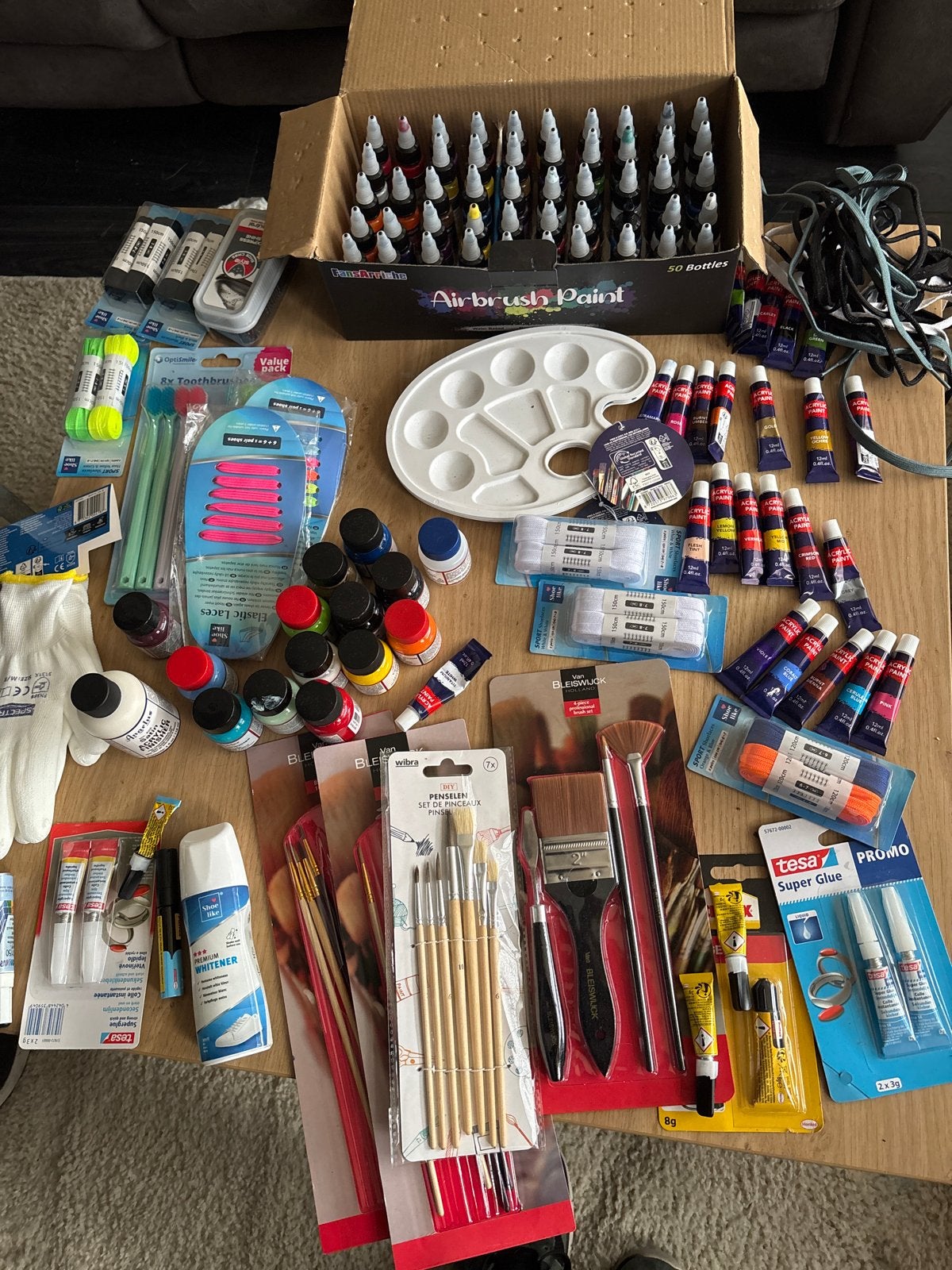 Airbrush set met verf en accessoires, Ophalen, Zo goed als nieuw, Airbrush en Toebehoren