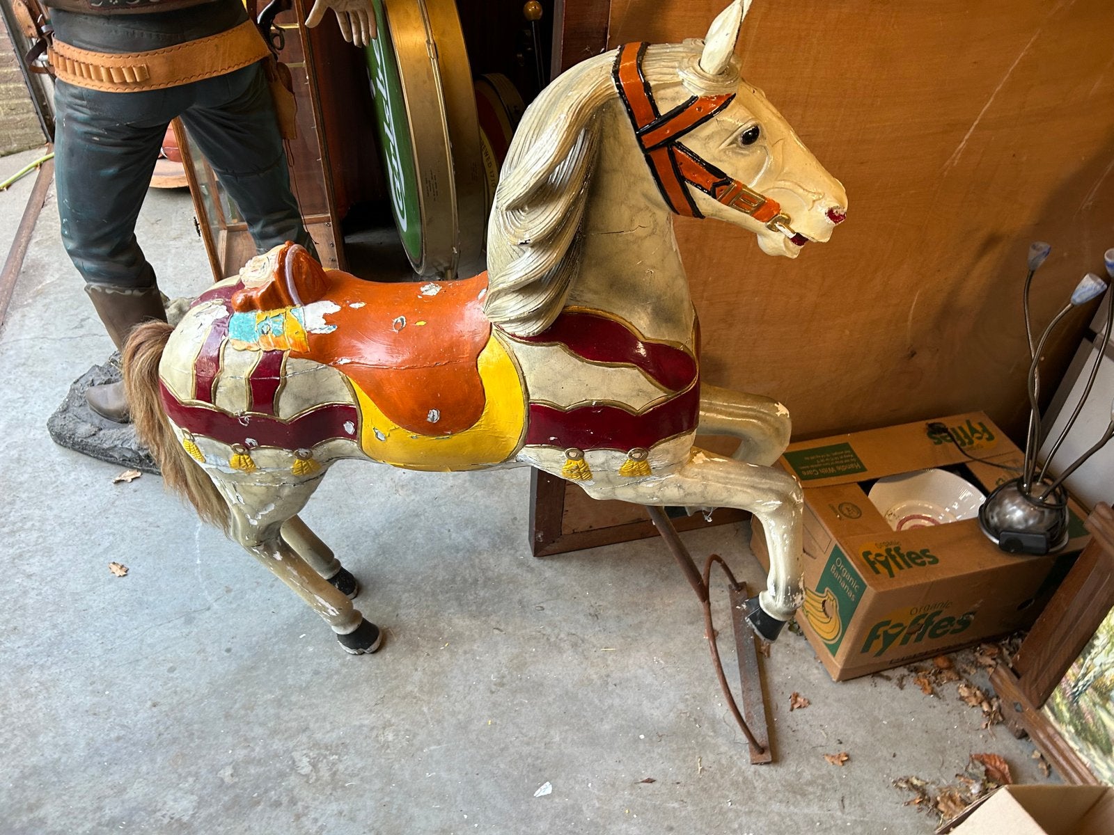 Antiek Carrousel Paard Vol Hout - Decoratief Pronkstuk, Ophalen