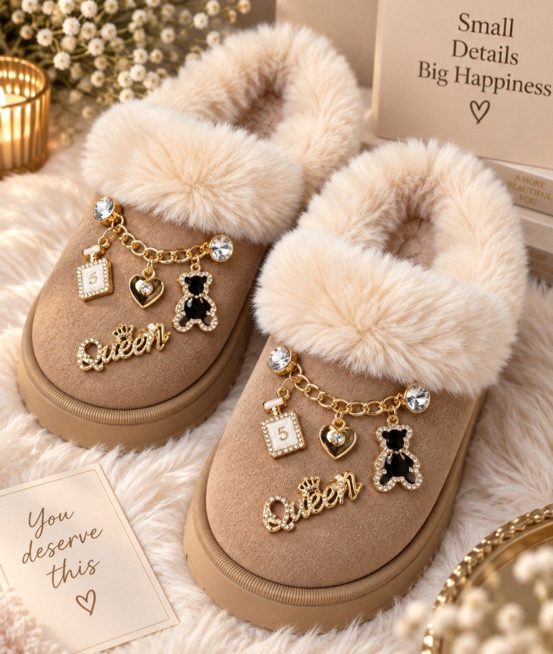 Luxe Pantoffels Bont en Bedeltjes maat 36 tm 41, Overige kleuren, Nieuw, Ophalen of Verzenden, Onbekend