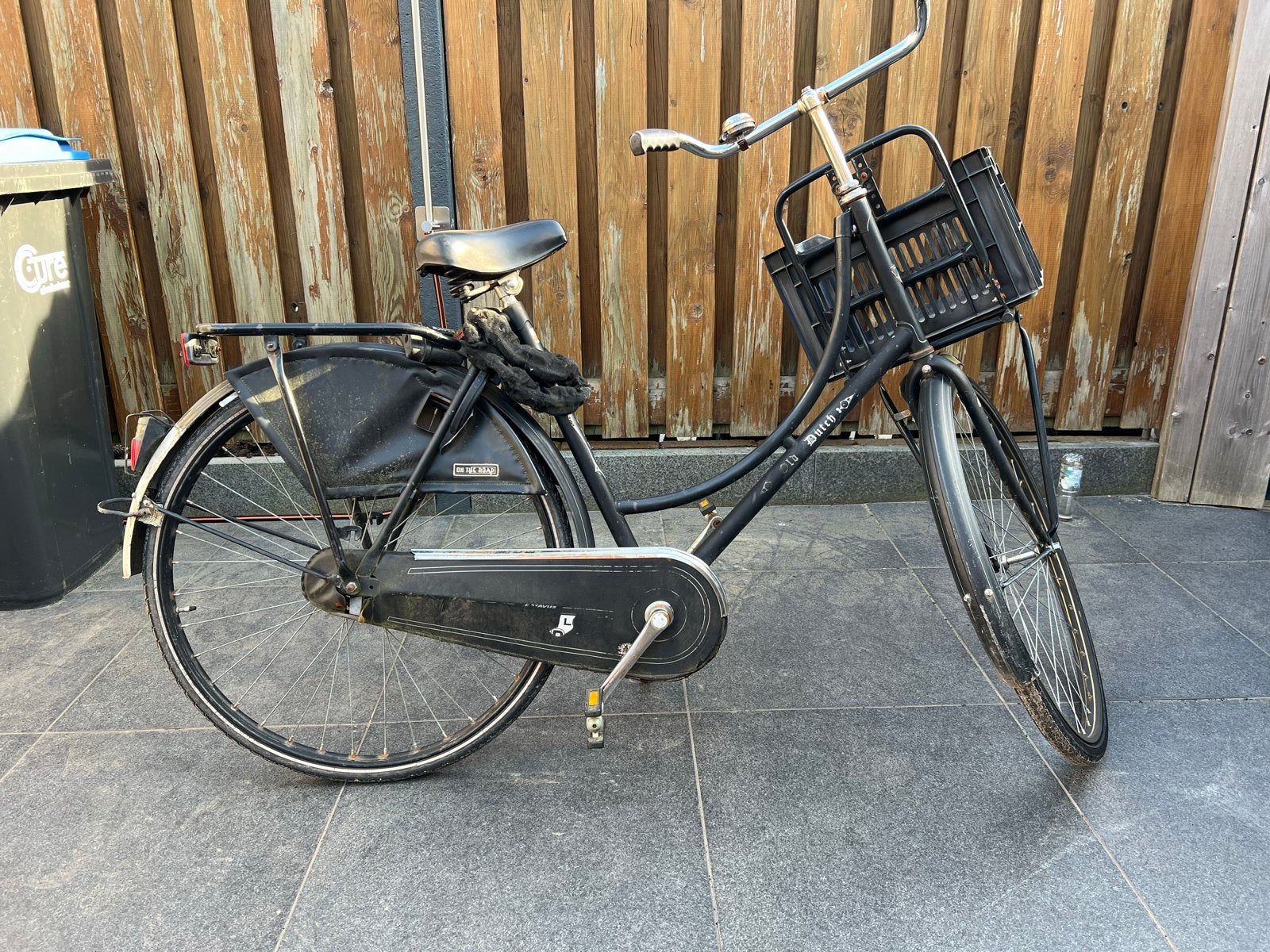 Old Dutch transportfiets met krat - Zwart, Overige merken, Terugtraprem, Ophalen of Verzenden, 53 tot 56 cm