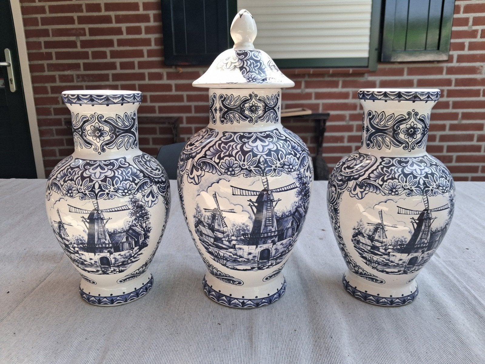 Prachtige Delfts Blauwe Vazen Set, Antiek en Kunst, Antiek | Vazen, Ophalen of Verzenden