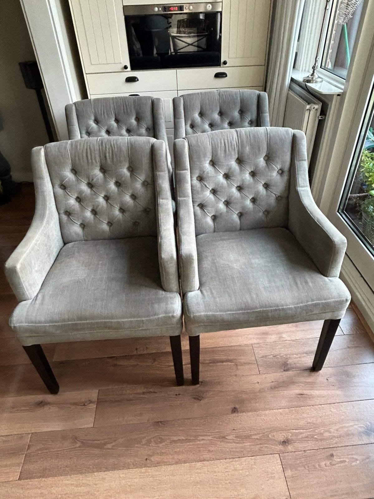 4 EETKAMERSTOELEN/FAUTEUILS, Ophalen, Gebruikt, 75 tot 100 cm, 50 tot 75 cm