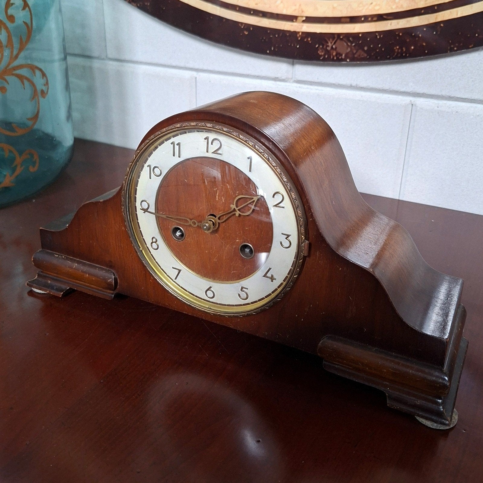Vintage pendule met sleutel | 35x10x18 cm nagekeken, Ophalen