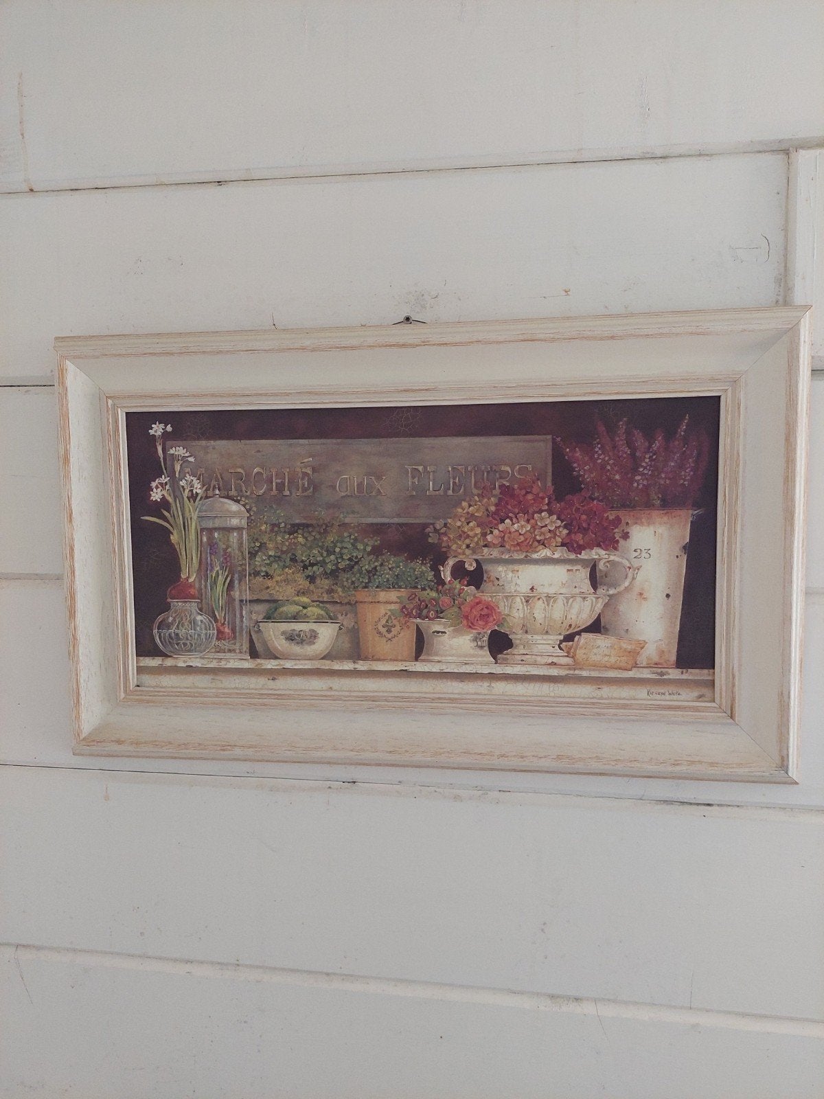 Schilderij met bloemenprint, Huis en Inrichting, Woonaccessoires | Schilderijen, Tekeningen en Foto's, Ophalen, Gebruikt, 50 tot 75 cm
