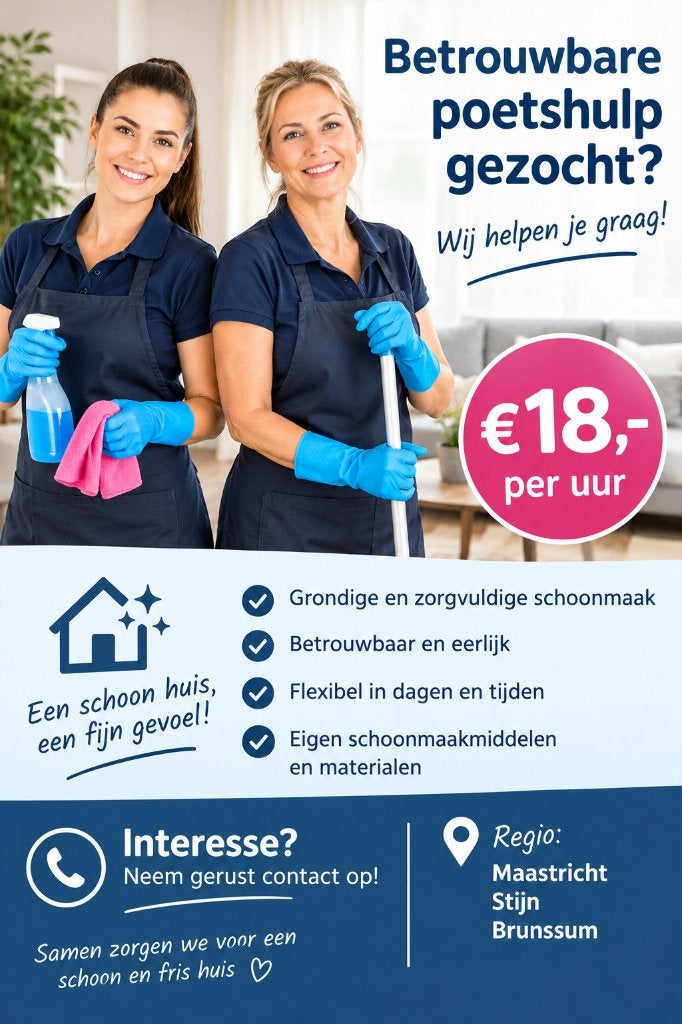 Poetsvrouw, 33 - 40 uur, Overige niveaus, Vanaf 10 jaar, Overige vormen