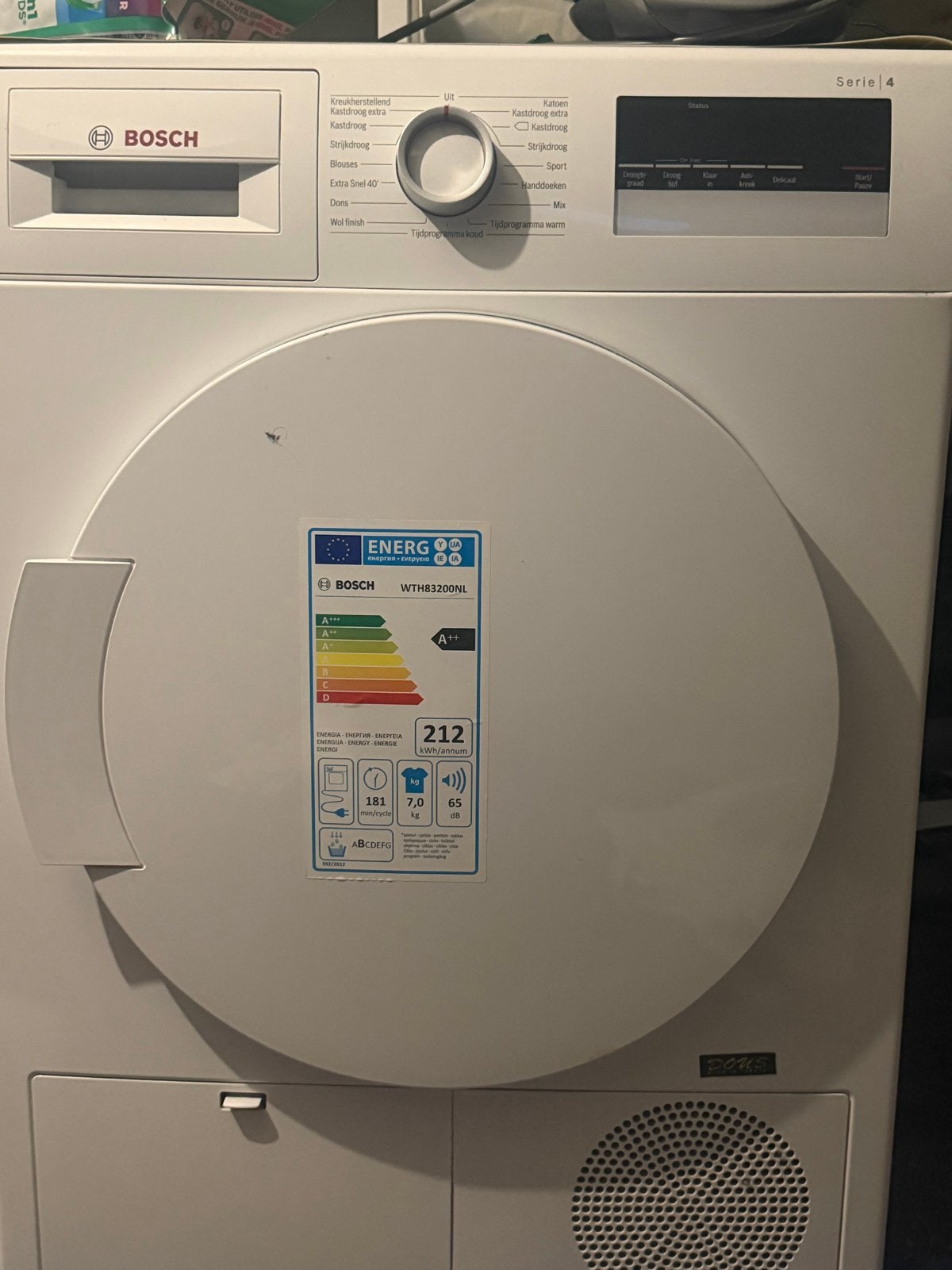 Bosch Serie 4 WTH83200NL Condensdroger A++ 7kg, Witgoed en Apparatuur, Ophalen, 6 tot 8 kg, Zo goed als nieuw, Voorlader