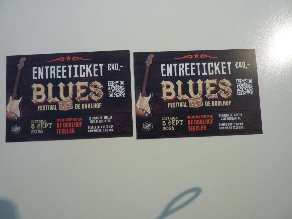 2 tickets Blues festival tickets De Doolhof, Tickets en Kaartjes, Twee personen