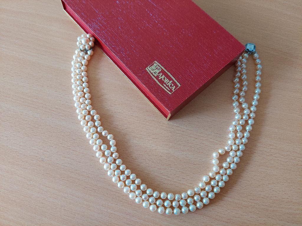 Majorica parelketting 3 laags, Ophalen, Gebruikt, Wit, Overige materialen