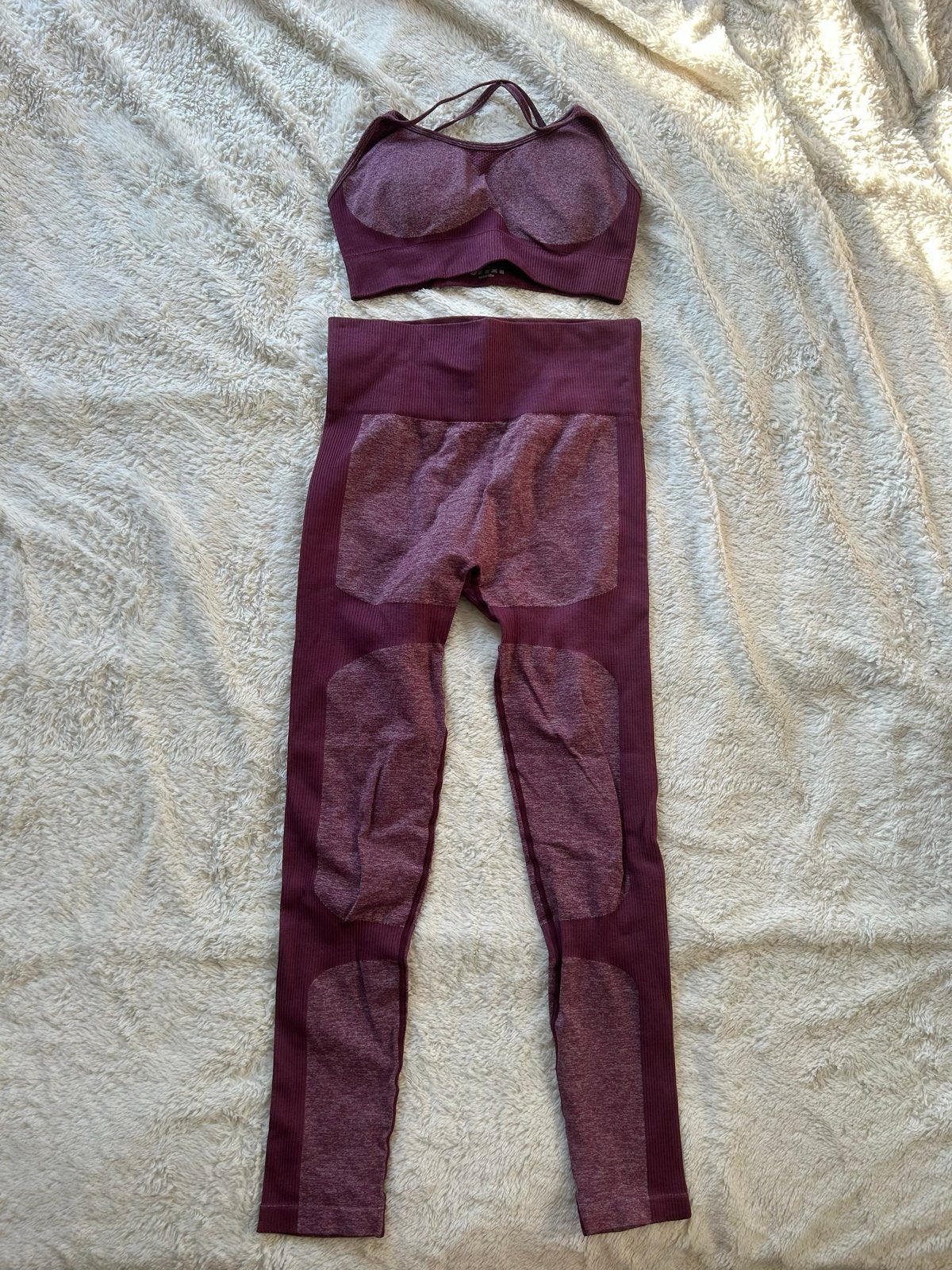 SHEIN Sportset: Legging en Sportbeha - Bordeauxrood, Ophalen of Verzenden, Fitness of Aerobics, Maat 36 (S), Gedragen