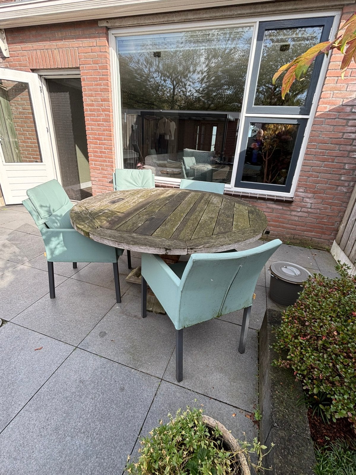 Tuinset buiten 6 stoelen, Ophalen, Kunststof, Gebruikt, 6 zitplaatsen