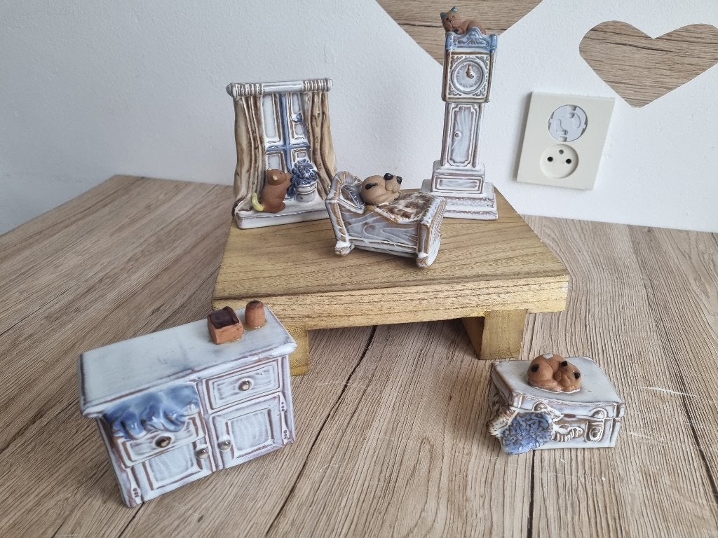 5 Prachtige Vintage Katten Poes Beelden By Rosenthal Netter, Verzenden, Gebruikt, Dier