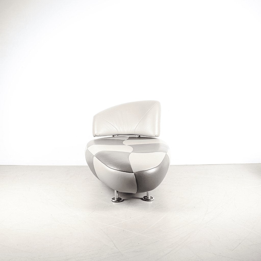 Leolux Kikko Chaise Longue Fauteuil Antraciet Leer, Niet ingevuld, Leolux, Niet ingevuld, Zo goed als nieuw