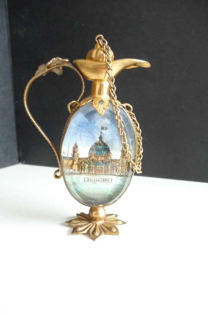 ANTIEK PARFUM FLESJE UIT 1894 PLAATJE ANTWERPEN M SPIEGELTJE, Verzenden