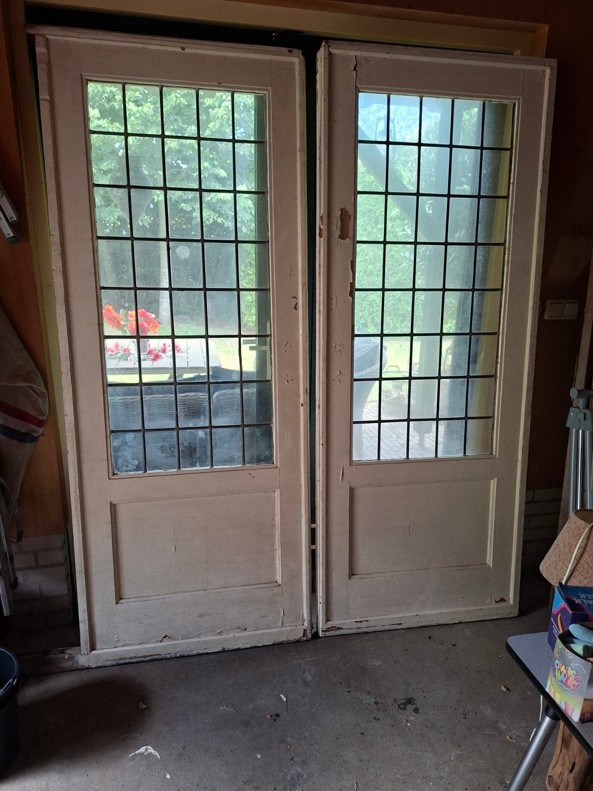 Ensuite deuren, jaren 30 met glas in lood, Ophalen, Gebruikt, Binnendeur, Glas