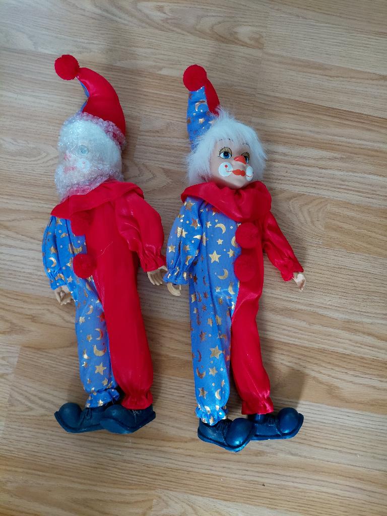 2x Clown poppen, Verzamelen, Poppen, Ophalen of Verzenden, Zo goed als nieuw, Pop