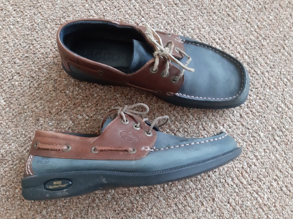 blauw/bruine schoenen / bootschoenen Ecco maat 41, Ophalen, Ecco, Blauw, Overige typen