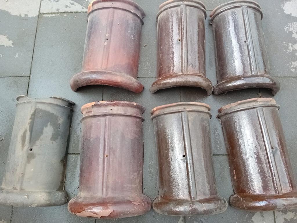 Geglazuurde nokpannen - zie foto., Ophalen, Gebruikt, Minder dan 5 m², Dakpannen