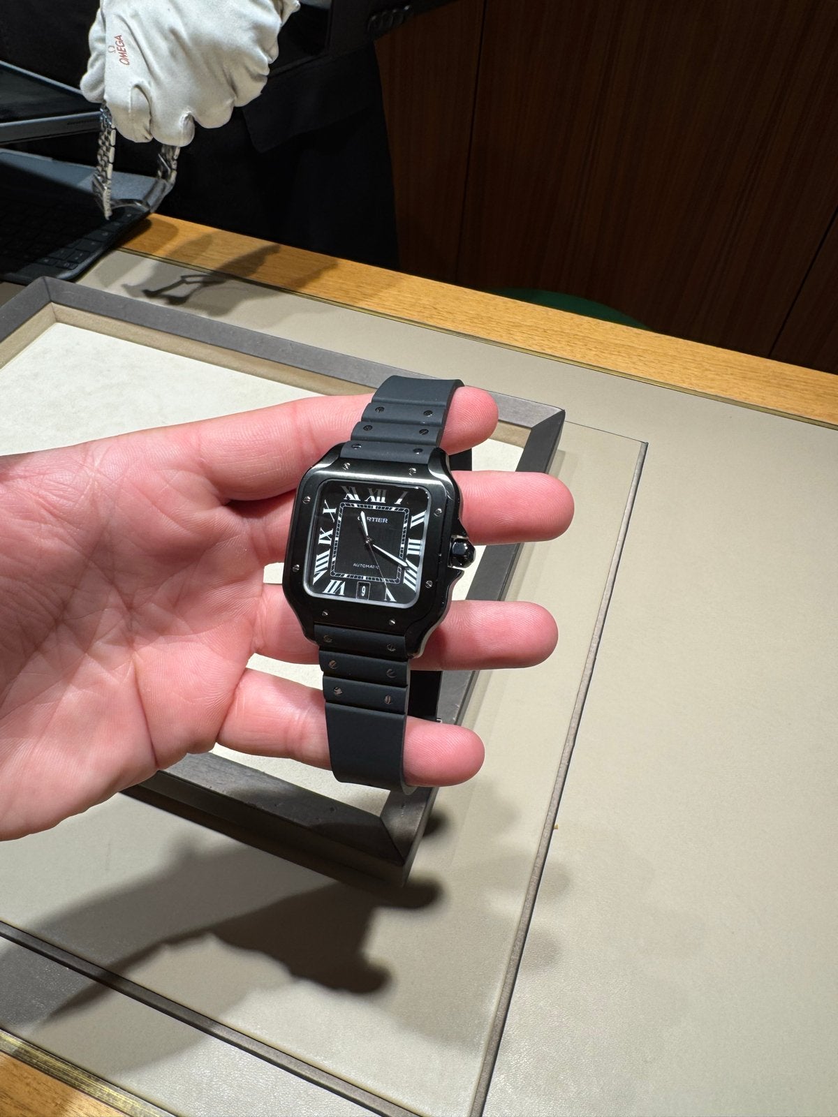 Cartier Santos ADLC Full Set, Overige merken, Leer, Staal, Polshorloge