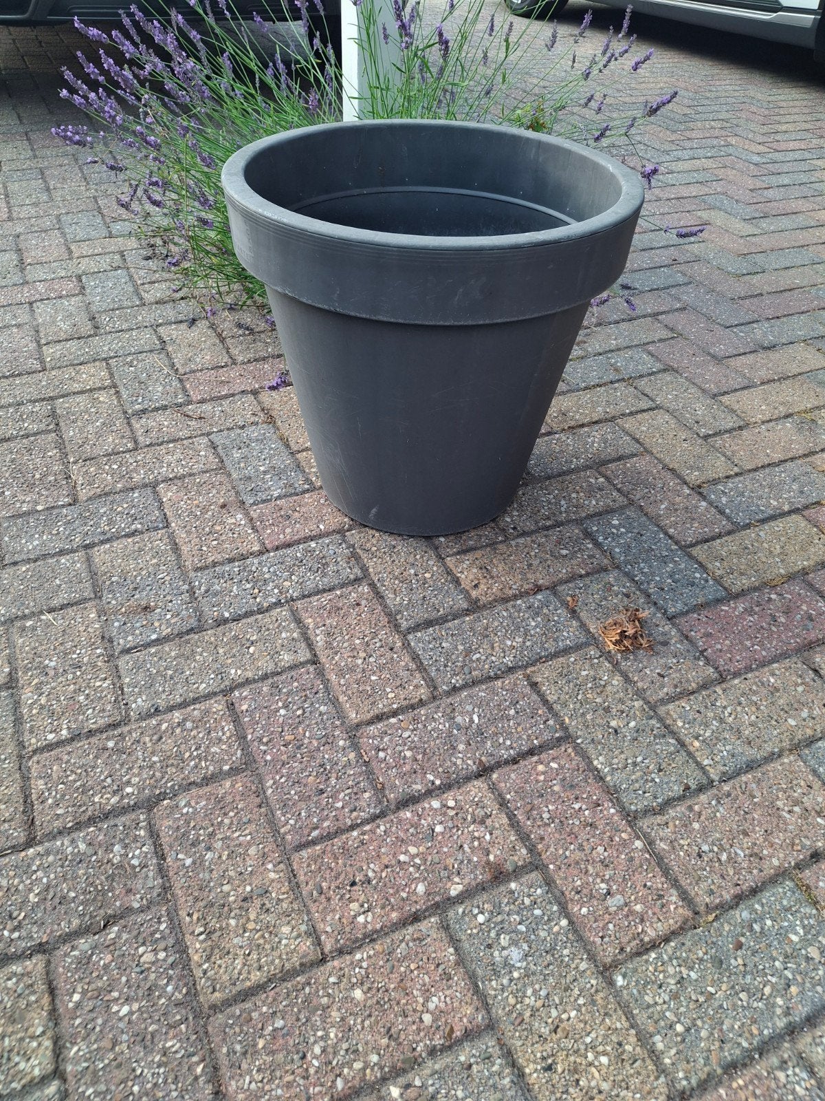 Antraciet bloempot, Tuin en Terras, Ophalen, Rond, Kunststof, Minder dan 30 cm