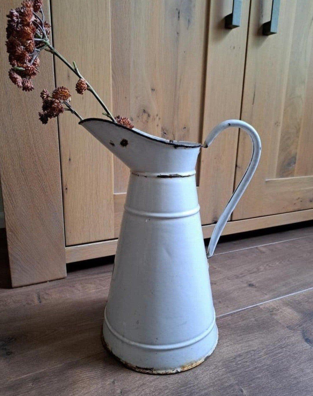 Brocante emaille witte water kan hoogte 38 cm, Antiek en Kunst, Ophalen of Verzenden