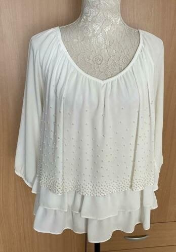 Joseph Ribkoff blouse wit met pareltjes maat 36[V], Ophalen of Verzenden, Zo goed als nieuw, Maat 36 (S), Wit
